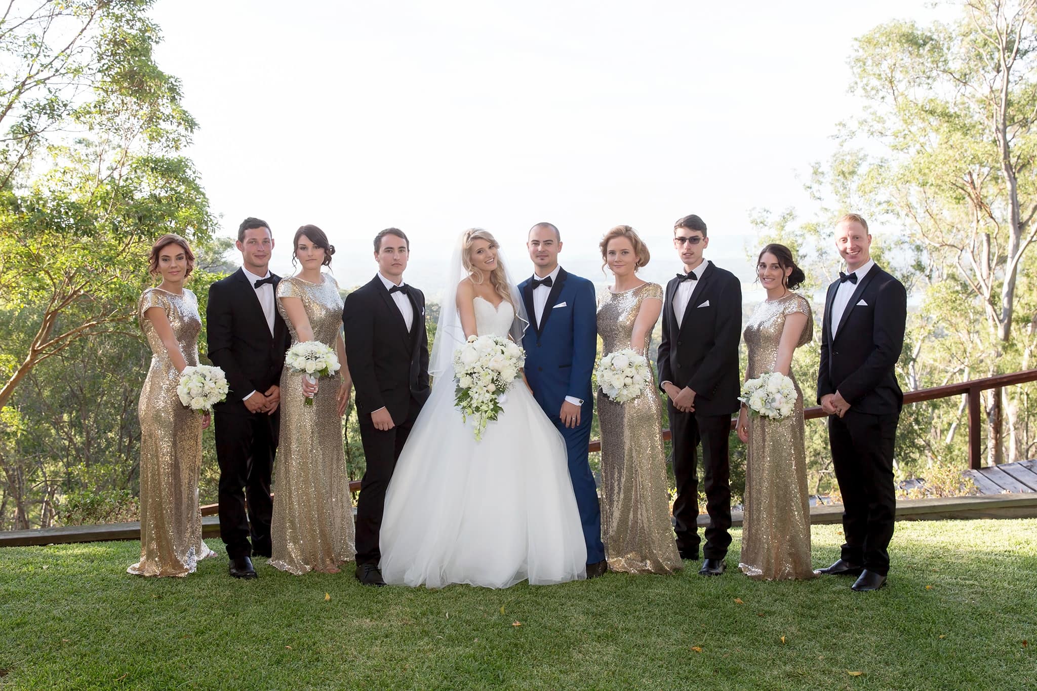 Mercure Clear Mountain Lodge wedding ceremony and bridal party.