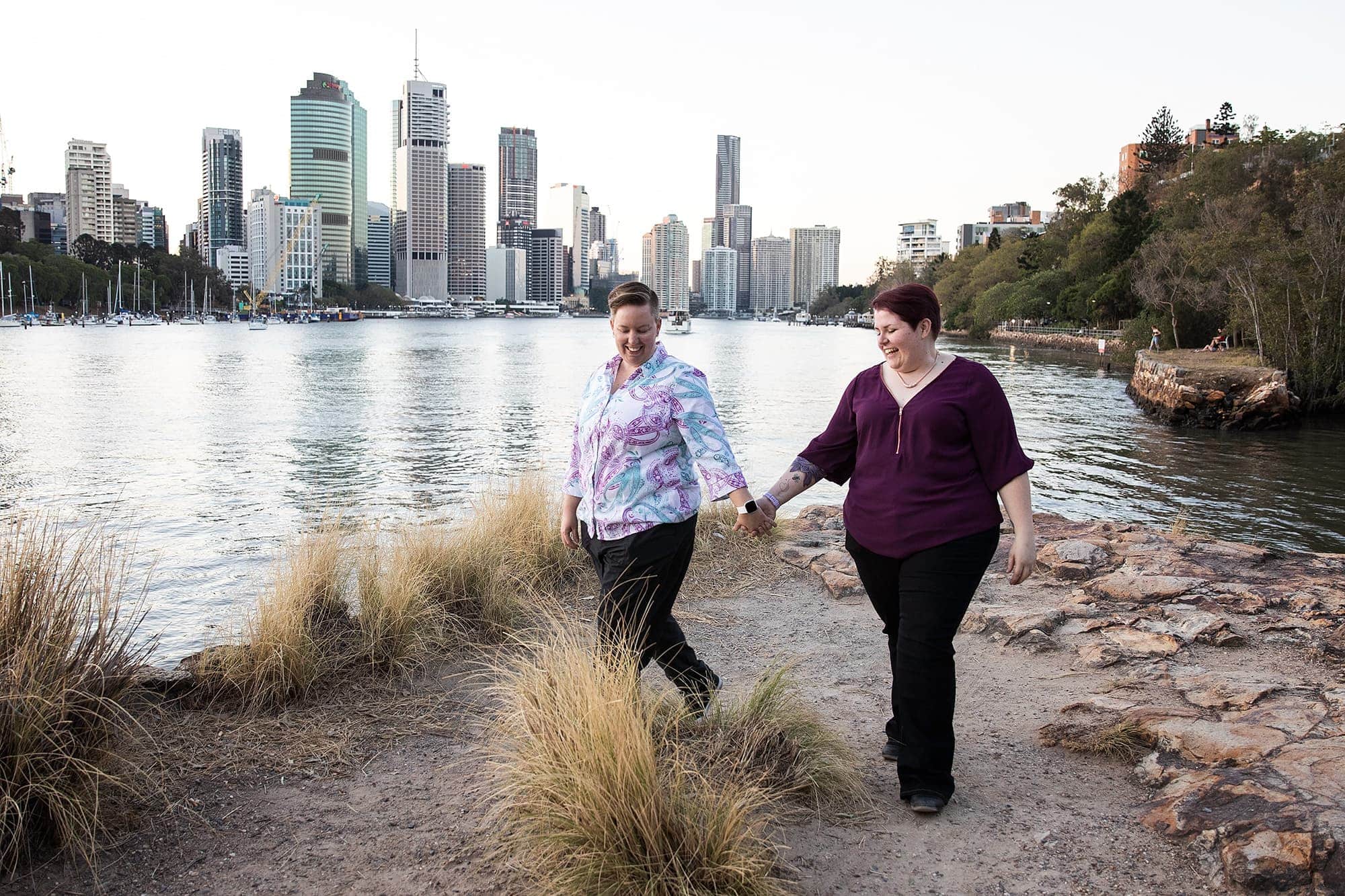 Same Sex Engagement Kangaroo Point Cliffs Bec Pattinson Photography