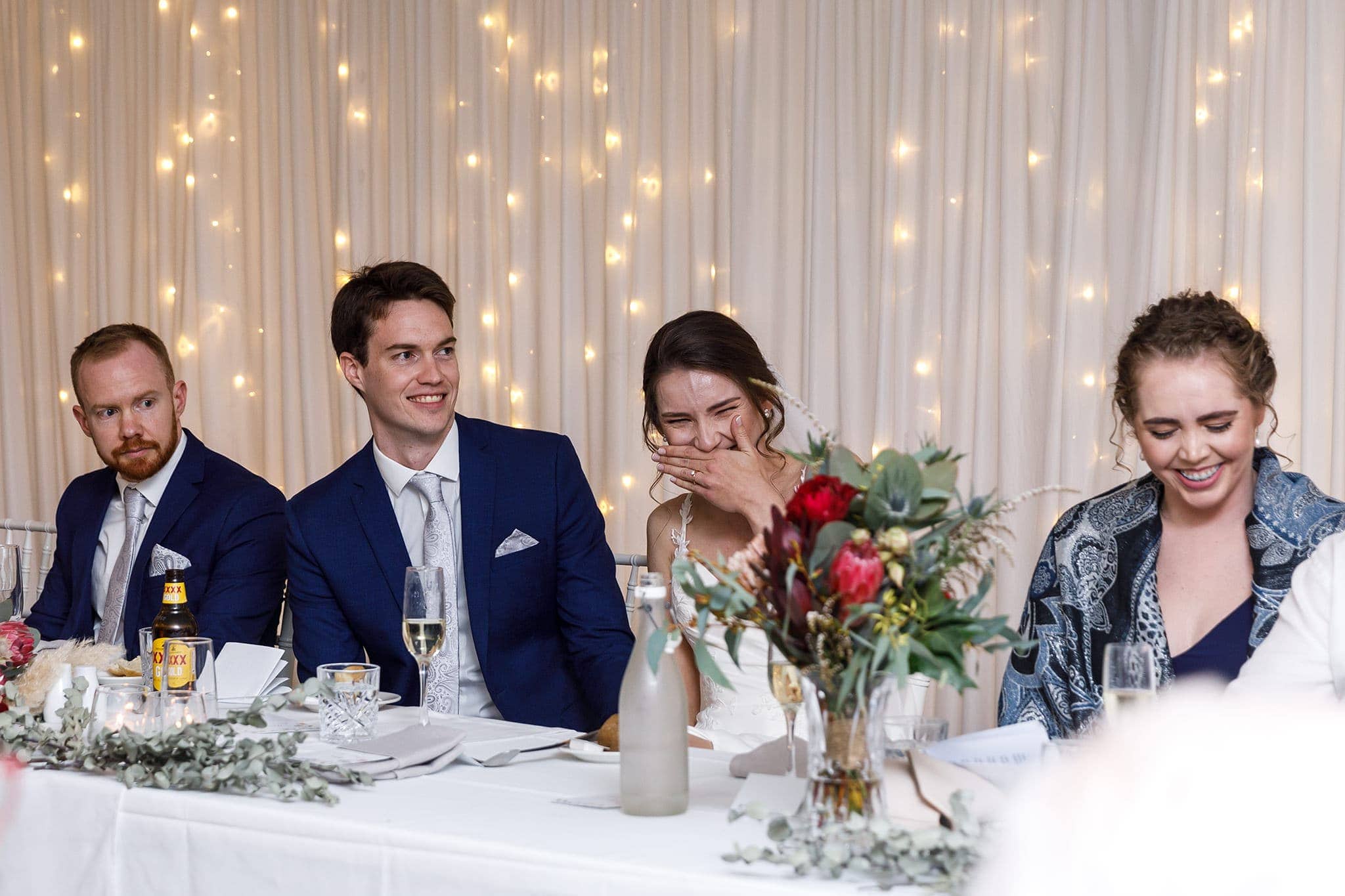 We love wedding couples reactions during wedding speeches