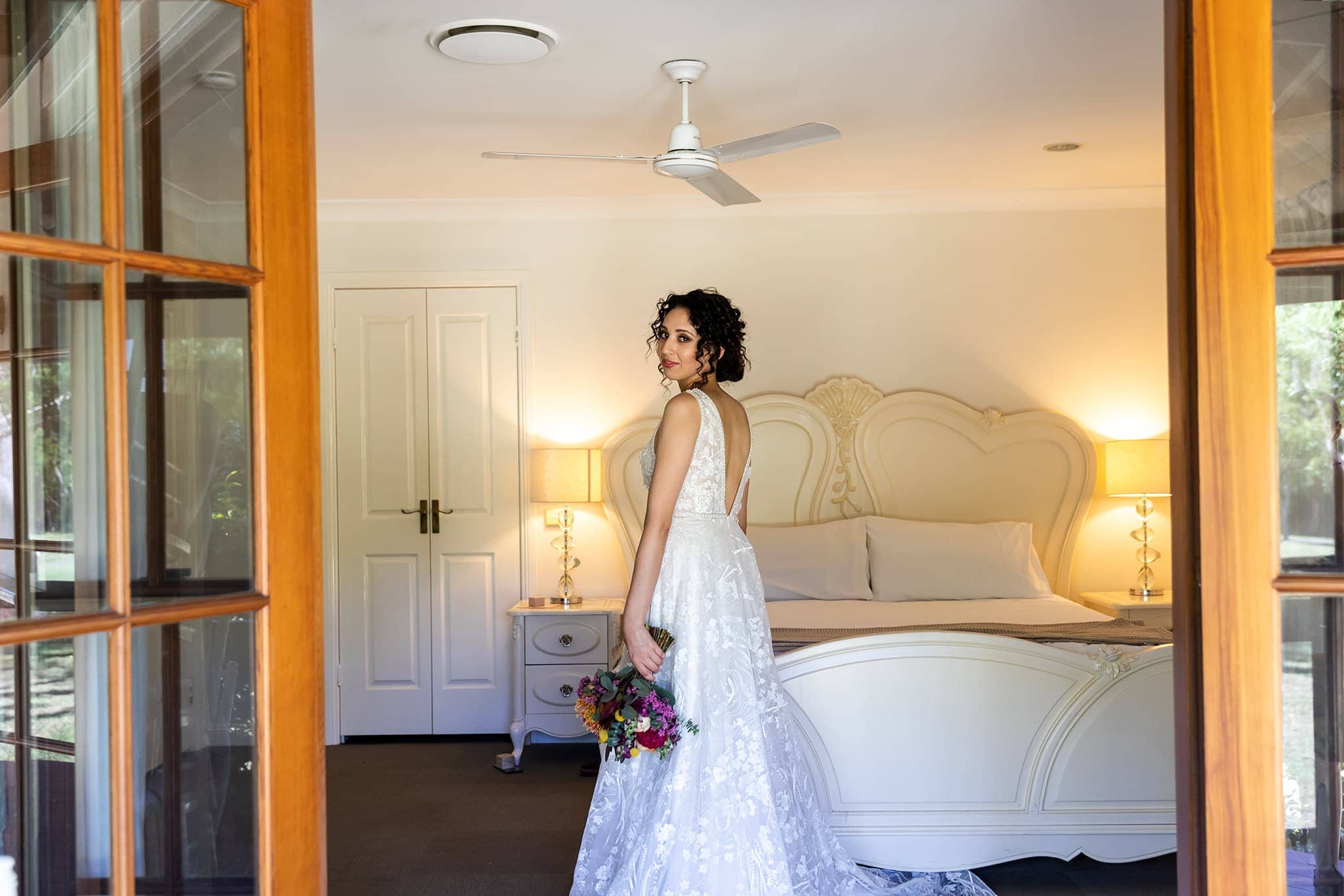 Bride ready for wedding ceremony at Coolibah Downs Private Estate Wedding Venue