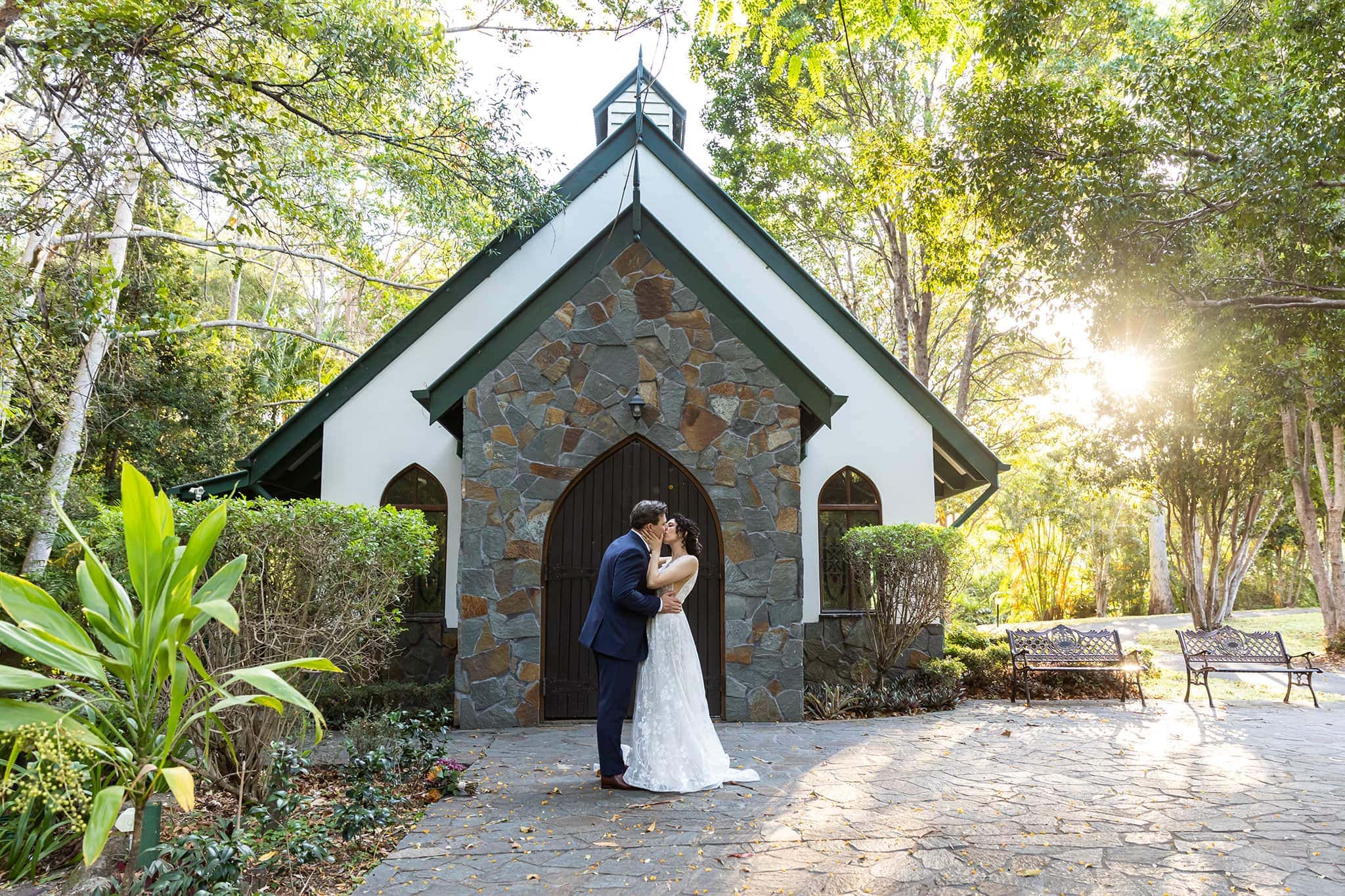 Coolibah Downs Chapel Wedding bride and groom in front of the chapel