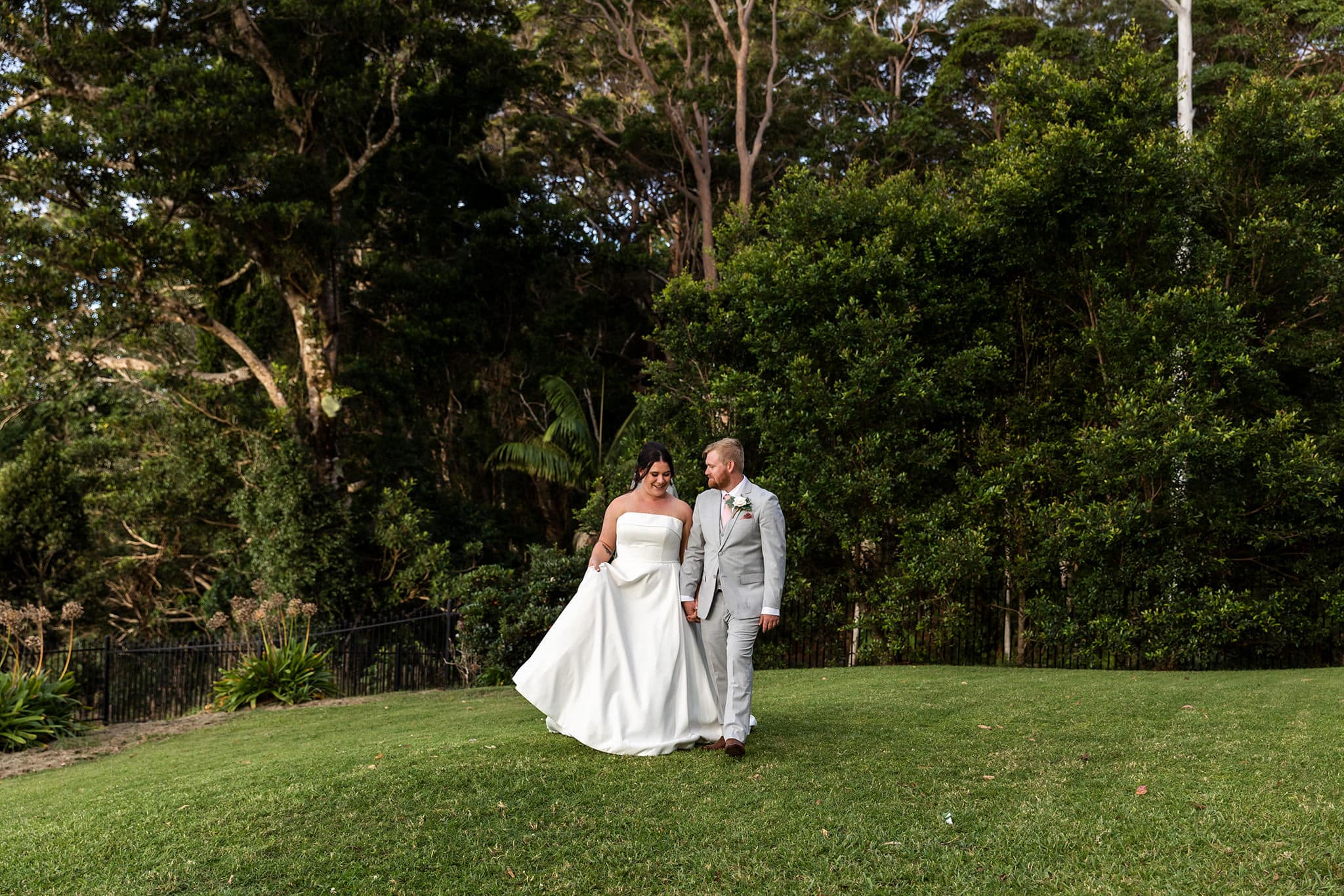 Bride and groom at their wedding at Tamborine Mountain, St Bernard's Hotel, wedding venue.