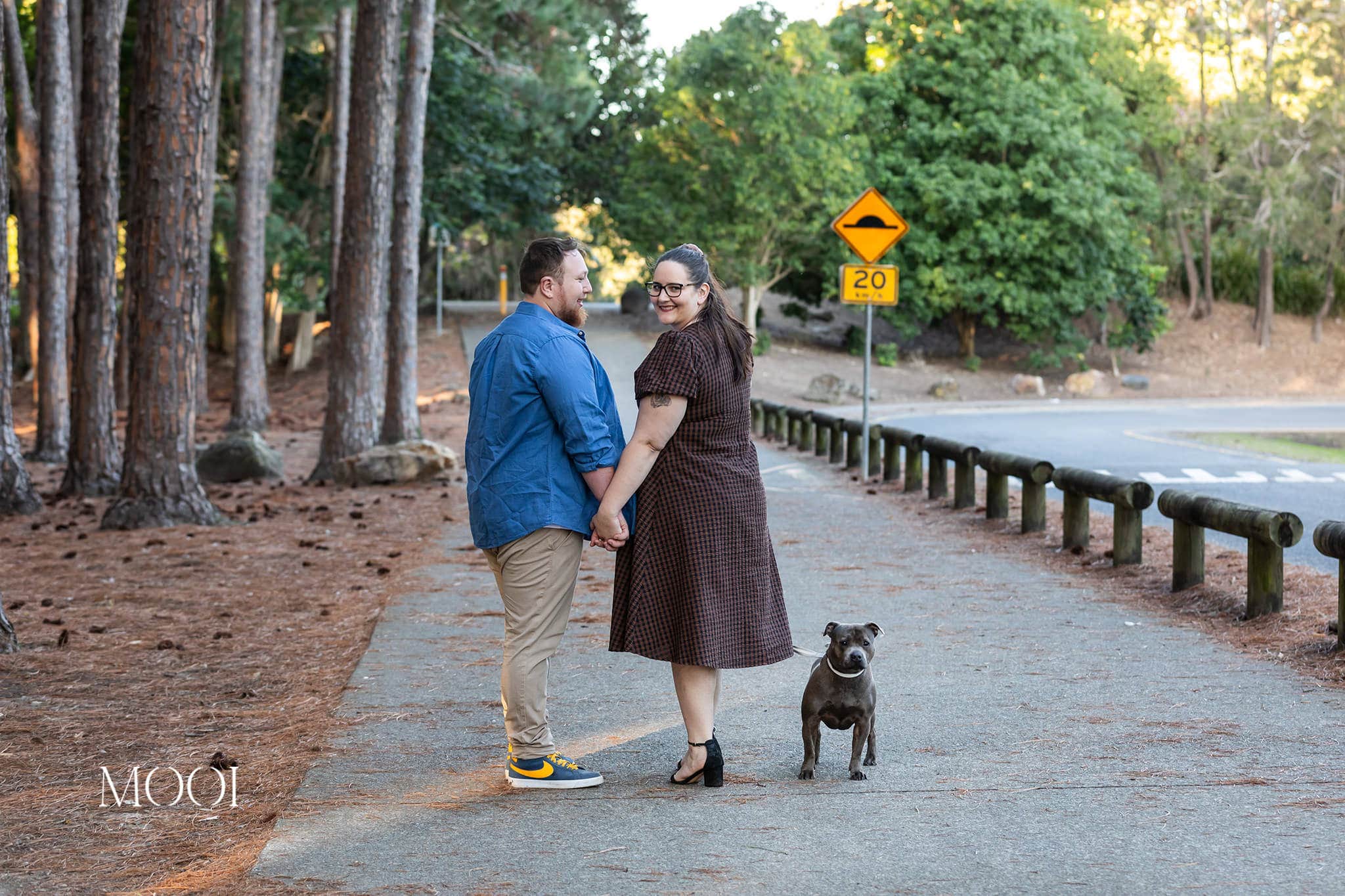 Engagement shoot at Pizzey Park with Tahlia and Peter and their fur baby Riley.
