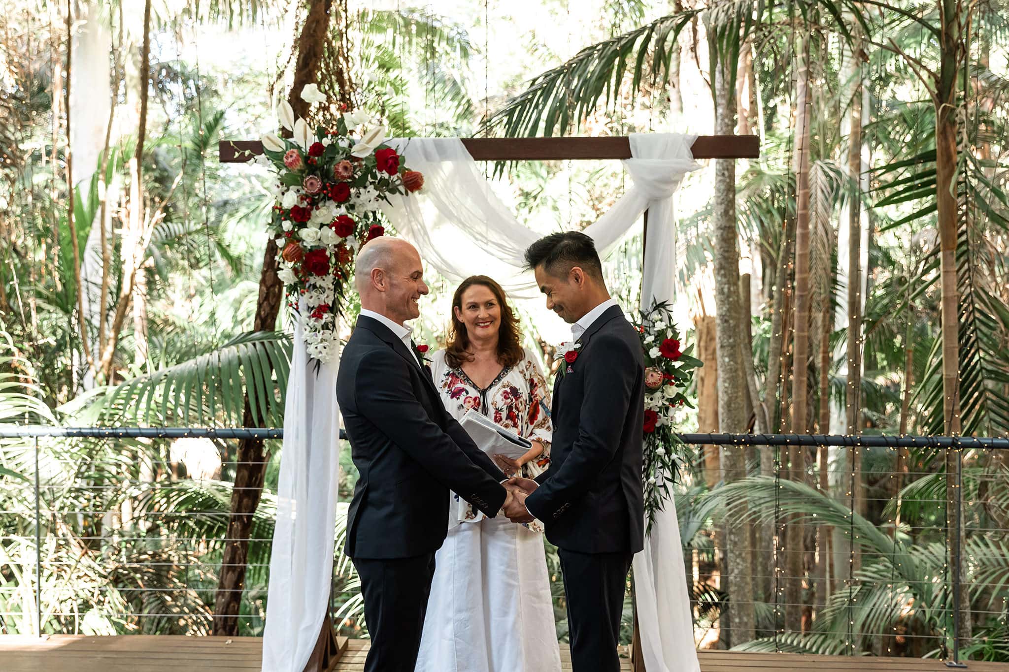 Same sex wedding at Pethers Rainforest Retreat Tamborine Mountain.