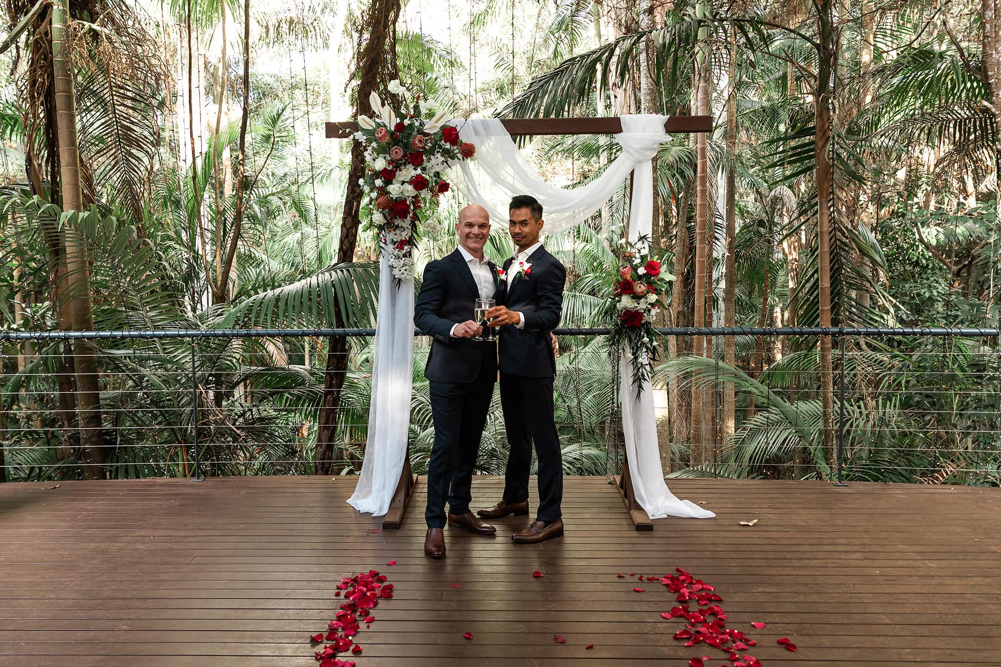 Same sex wedding at Pethers Rainforest Retreat Tamborine Mountain.