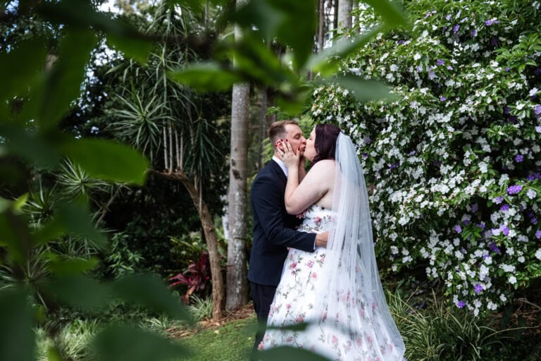 Wedding photos with bridal couple at St Bernards Hotel, Tamborine.